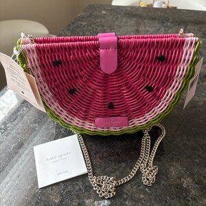 NWT Kate Spade Watermelon Picnic Perfect Crossbody Wicker bag purse